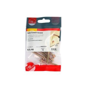 6.0 x 40 mmTimco Advanced Coach Screw Hex Flange - Zinc & Yelow (TIMpac of 12)