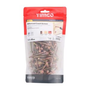 6.0 x 60 mmTimco Advanced Coach Screw Hex Flange - Zinc & Yelow (TIMbag of 110)