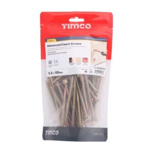 8.0 x 100 mmTimco Advanced Coach Screw Hex Flange - Zinc & Yelow (TIMbag of 40)