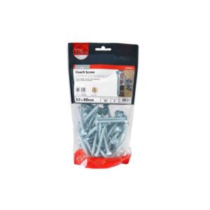 8.0 x 60mm Timco Coach Screw Hex Zinc (TIMbag of 65)