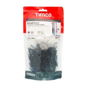 3.5 x 38mm Timco Drywall Screws PH Bugle Fine Thread Black (TIMbag of 350)