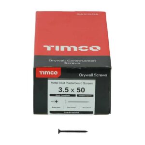 3.5 x 50mm Timco Drywall Screws PH Bugle Fine Thread Black (Box of 1000)