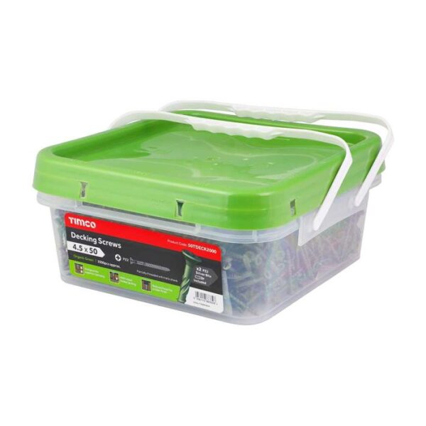 4.5 x 60 Timco Decking Screws PZ Double Countersunk Exterior Green (Box of 1000) - Image 2