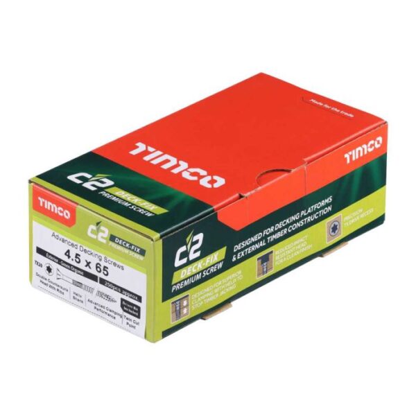 4.5 x 65 Timco C2 Deck-Fix TX Countersunk with Ribs Twin Cut Green (Box of 250)