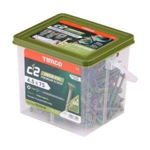 4.5 x 75 Timco C2 Deck-Fix TX Countersunk with Ribs Twin Cut Green (Tub of 250)