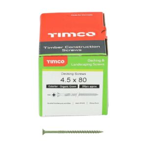 4.5 x 80 Timco Decking Screws PZ Double Countersunk Exterior Green (Box of 200)
