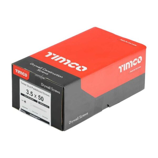 3.5 x 50mm Timco Drywall Screws PH Bugle Coarse Thread Grey (Box of 1000) - Image 2