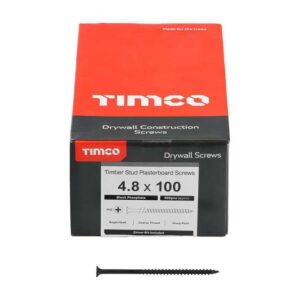 4.8 x 100mm Timco Drywall Screws PH Bugle Coarse Thread Grey (Box of 500)