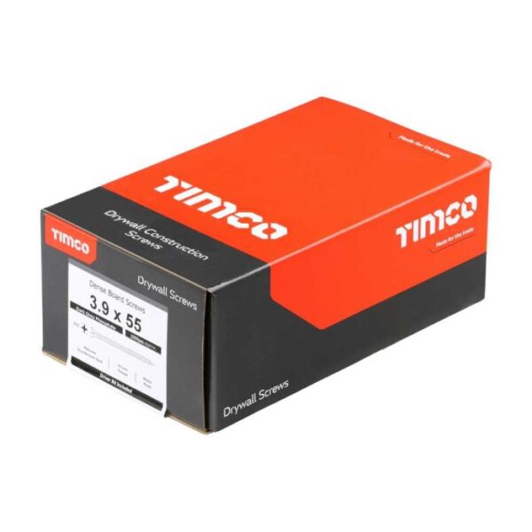 3.9 x 55mm Timco Drywall Dense Board Screws PH Reduced Countersunk High Low Thread Black (Box of 1000)