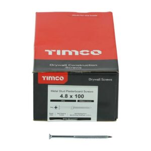 4.8 x 100mm Timco Drywall Screws PH Bugle Self Drilling Zinc (Box of 500)