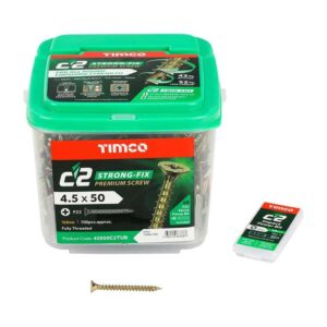 4.5 x 50 mm Timco C2 Strong Fix PZ Double Countersunk Premium Wood Screw ZInc-Yellow (Tub of 700)