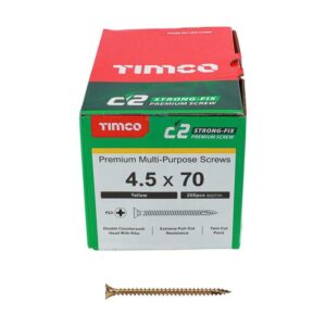 4.5 x 70mm Timco C2 Strong Fix PZ Double Countersunk Sharp Point Premium Wood Screw Zinc-Yellow (Box of 200)