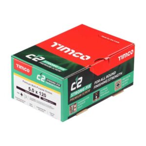5.0 x 120mm Timco C2 Strong Fix PZ Double Countersunk Sharp Point Premium Wood Screw Zinc-Yellow (Box of 100)