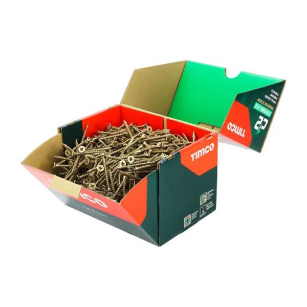 5.0 x 50mm Timco C2 Strong Fix PZ Double Countersunk Sharp Point Premium Wood Screw Index Zinc-Yellow (Box of 1000) - Image 4