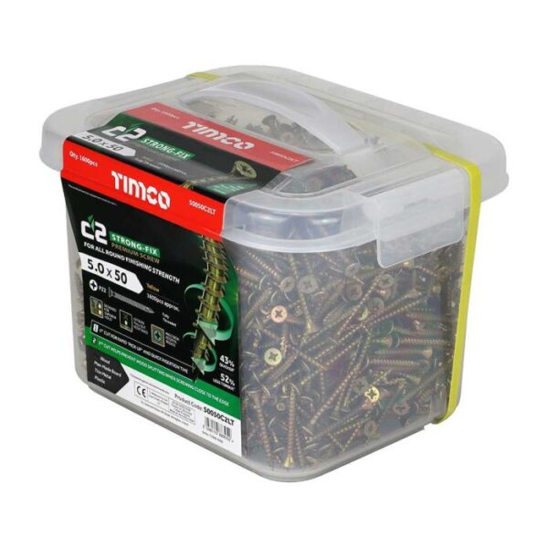 5.0 x 50 mm Timco C2 Strong Fix PZ Double Countersunk Premium Wood Screw LT (Tub of 1600) - Image 3