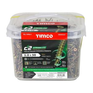 5.0 x 50 mm Timco C2 Strong Fix PZ Double Countersunk Premium Wood Screw LT (Tub of 1600)