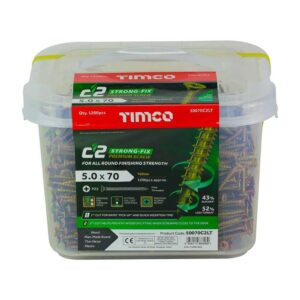 5.0 x 70 mm Timco C2 Strong Fix PZ Double Countersunk Premium Wood Screw LT (Tub of 1200)
