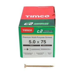 5.0 x 75mm Timco C2 Strong Fix PZ Double Countersunk Sharp Point Premium Wood Screw Zinc-Yellow (Box of 200)