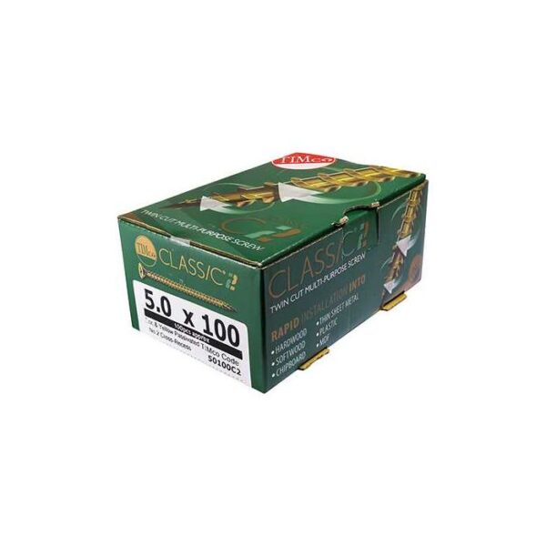 6.0 x 120mm Timco C2 Strong Fix PZ Double Countersunk Sharp Point Premium Wood Screw Zinc-Yellow (Box of 100)