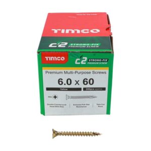6.0 x 60mm Timco C2 Strong Fix PZ Double Countersunk Sharp Point Premium Wood Screw (Box of 200)