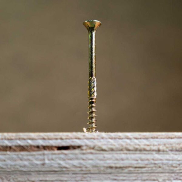 4.0 x 50mm Timco C2 Clamp-Fix Double Countersunk with Ribs Twin Cut Premium Wood Screw Zinc-Yellow (Tub of 800) - Image 4