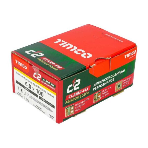 6.0 x 120mm Timco C2 Clamp-Fix Double Countersunk with Ribs Twin Cut Premium Wood Screw Zinc-Yellow (Box of 100) - Image 4