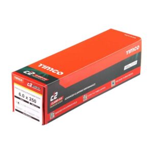 6.0 x 250mm Timco C2 Clamp-Fix Double Countersunk with Ribs Twin Cut Premium Wood Screw Zinc-Yellow (Box of 100)