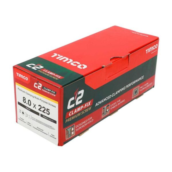 8.0 x 275mm Timco C2 Clamp-Fix Double Countersunk with Ribs Twin Cut Premium Wood Screw Zinc-Yellow (Box of 25) - Image 4