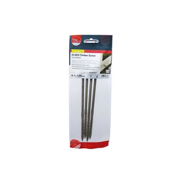 6.7 x 150 mm Timco Timber Frame Construction and Landscaping Screws Hex Exterior Green Organic (TIMpac of 4) - Image 3