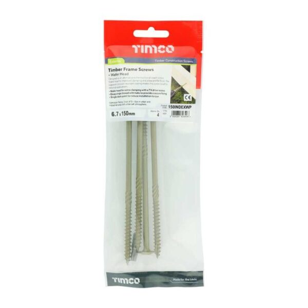 6.7 x 150 mm Timco Timber Construction and Landscaping Screws Wafer Exterior Green (TIMpac of 4)