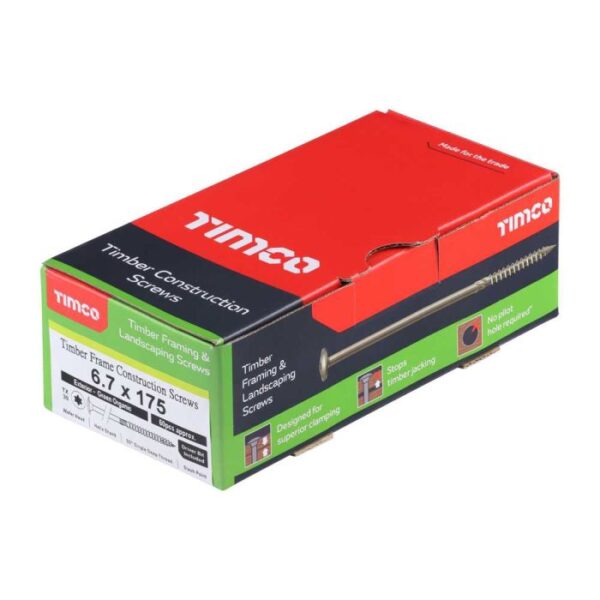 6.7 x 175 mm Timco Timber Construction and Landscaping Screws Wafer Exterior Green (Box of 50)