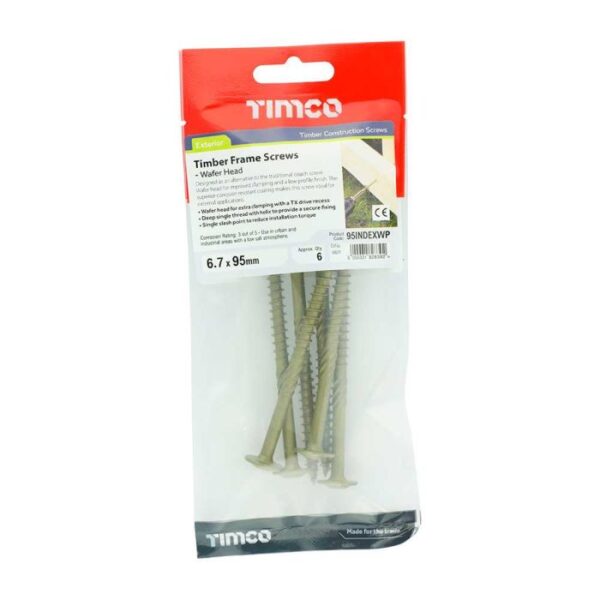 6.7 x 95 mm Timco Timber Construction and Landscaping Screws Wafer Exterior Green (TIMpac of 6)